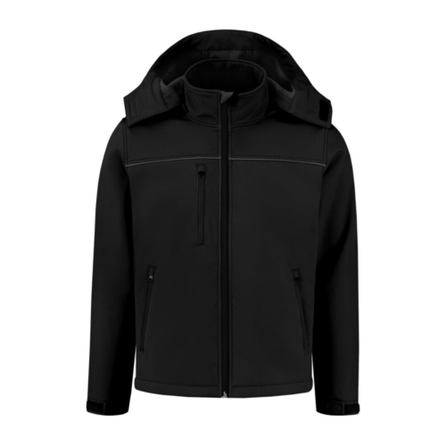 Softshell basic met capuchon – Zwart