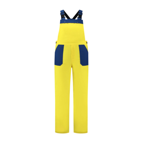 Tuinbroek polyester/katoen – Geel/Korenblauw