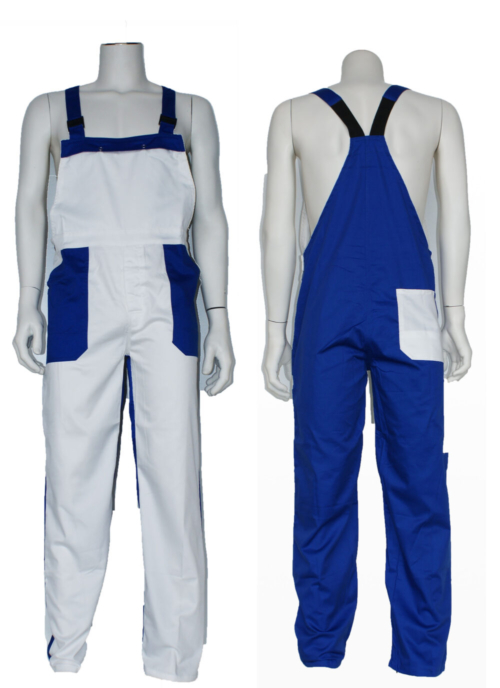 Tuinbroek polyester/katoen – Wit/Korenblauw