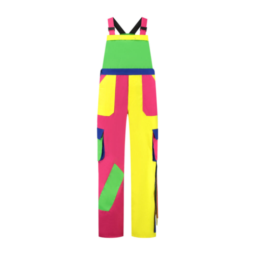 Tuinbroek polyester/katoen – Fuchsia/Groen/Geel/Korenblauw/Franje